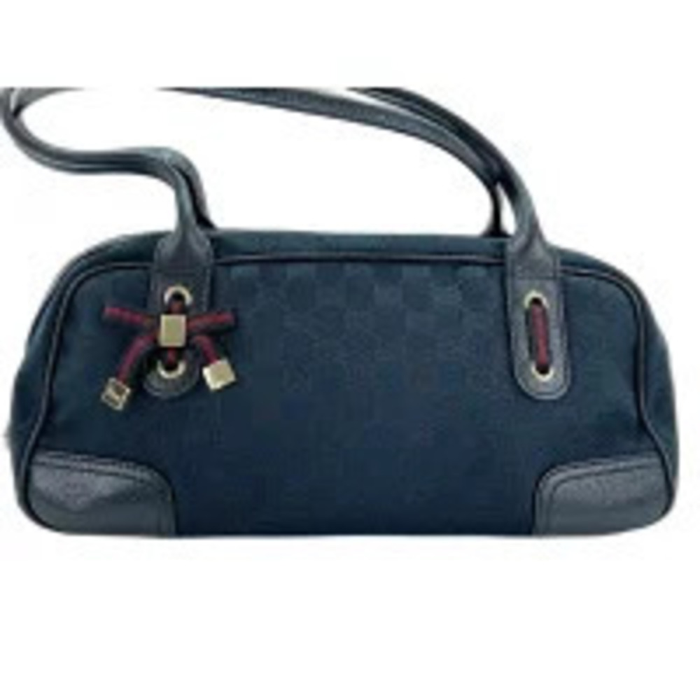 Gucci Princy GG Boston Bag black dual rolled shoulder leather trim web Black